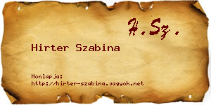 Hirter Szabina névjegykártya